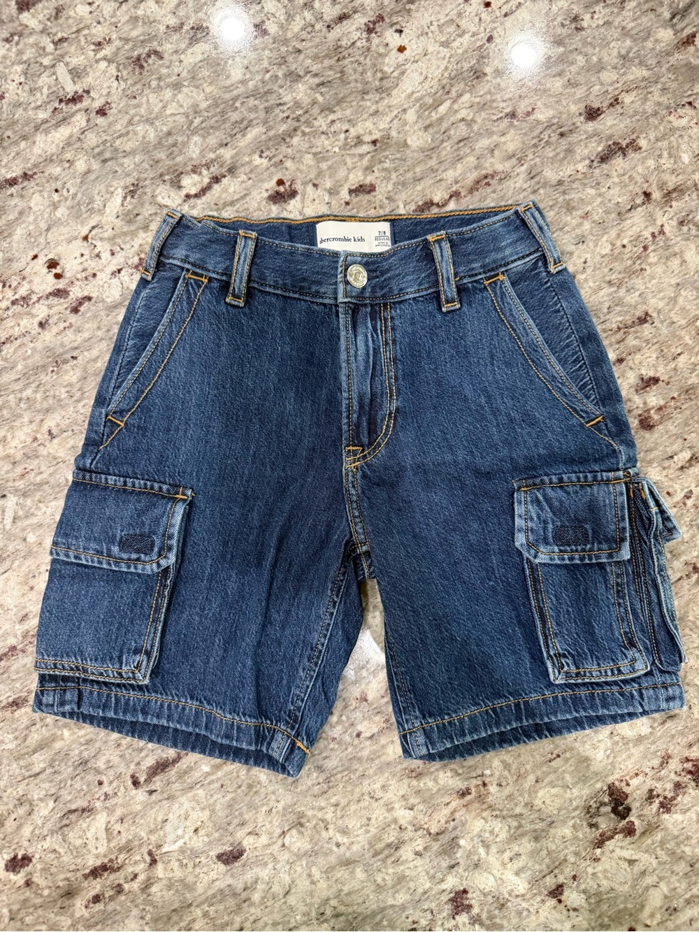 abercrombie kids Blue Denim Cargo Shorts